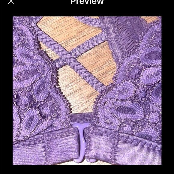 VICTORIA SECRET LAVENDER PLUNGE LACE CAGE RACERBACK BRALETTE XS - Picture 12 of 14